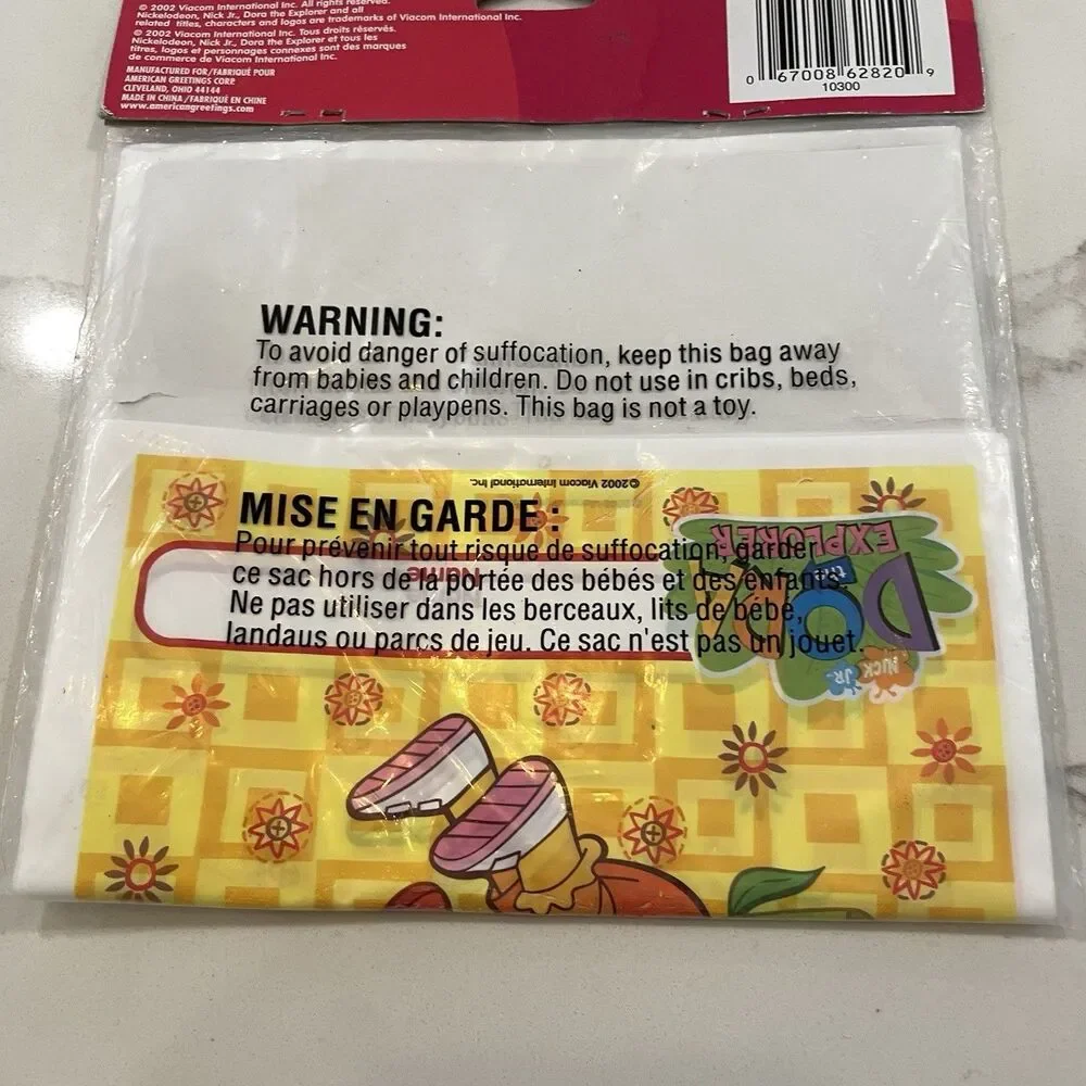 Vintage Nick Jr. Dora The Explorer Party Gift Favor Bags 8 Per Pkg 2002 Y2K NEW